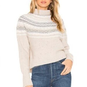 Vince Fair Isle Cropped Cashmere/Wool Turtleneck Sweater